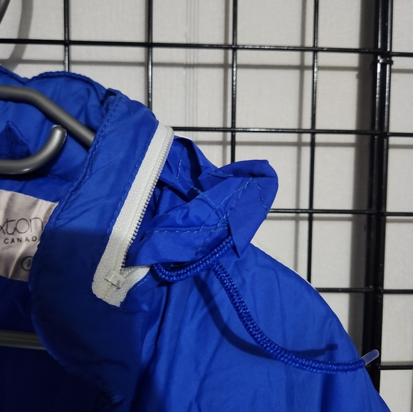 Vintage BLUE puffer Style Canadian JACKET With Hood Track Style - Picture 6 of 6